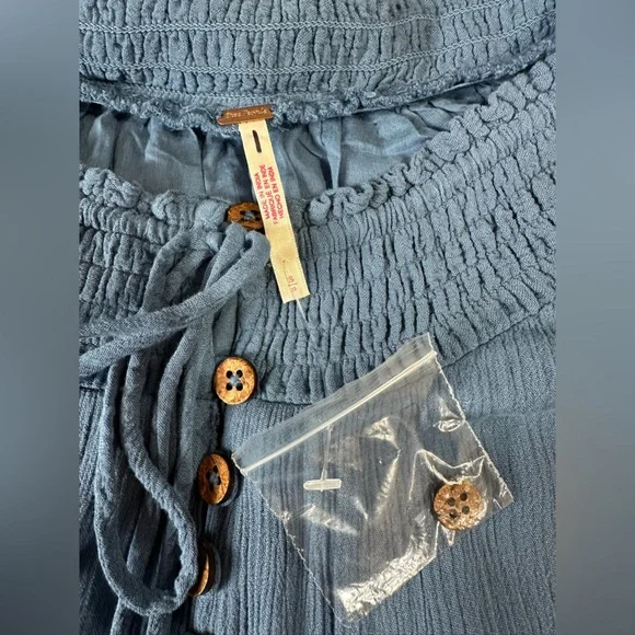 NWOT Free People Dream On Maxi Dress Coastal Blue Embroidered Lace Detail Sz Sm - Picture 9 of 16